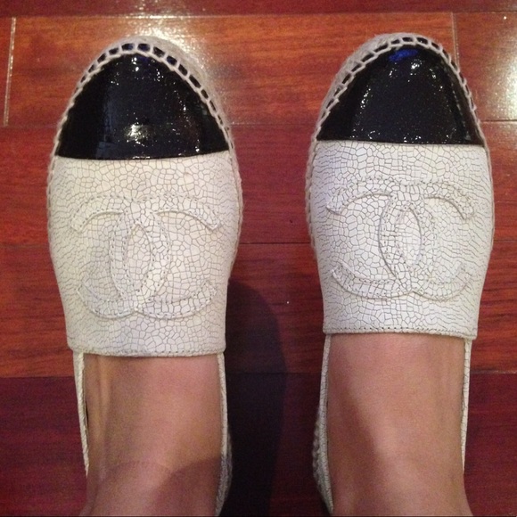 Chanel Crackled Leather Espadrilles - Picture 2 of 4